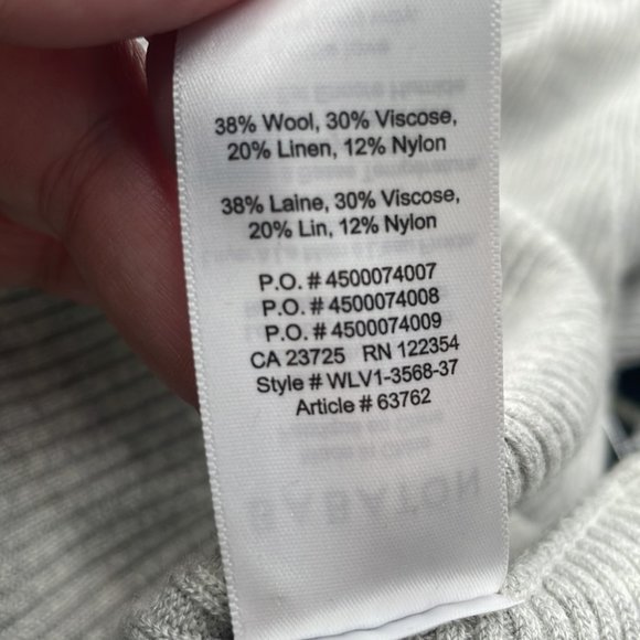 Aritzia Babaton Kitano Sweater Heathered linen wool blend cream grey sz m - Picture 6 of 11